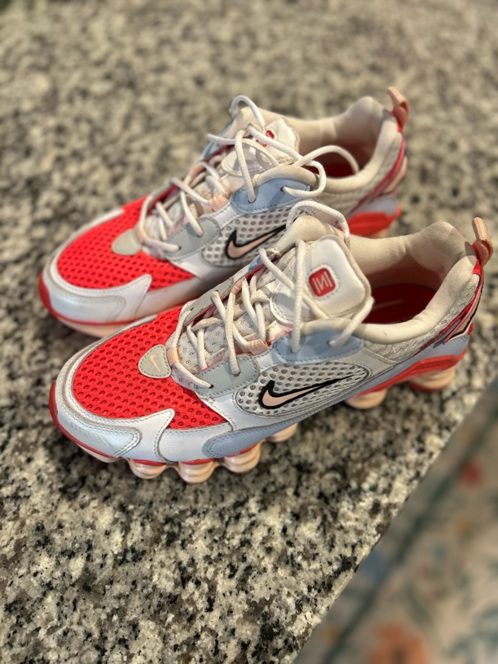 Womens Nike Shox White, Light Blue & Pink